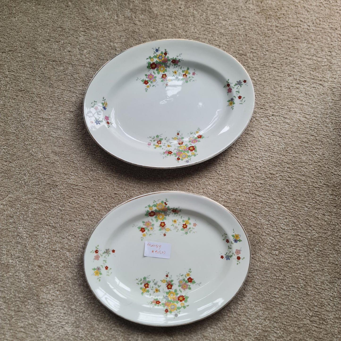 2x Vintage Empire oval shape platter - minor crazing/ minor loss of gold rim