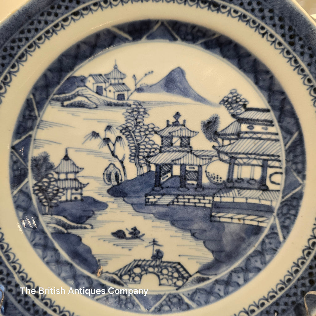 19th century Antique Blue & White Willow Pattern Plate