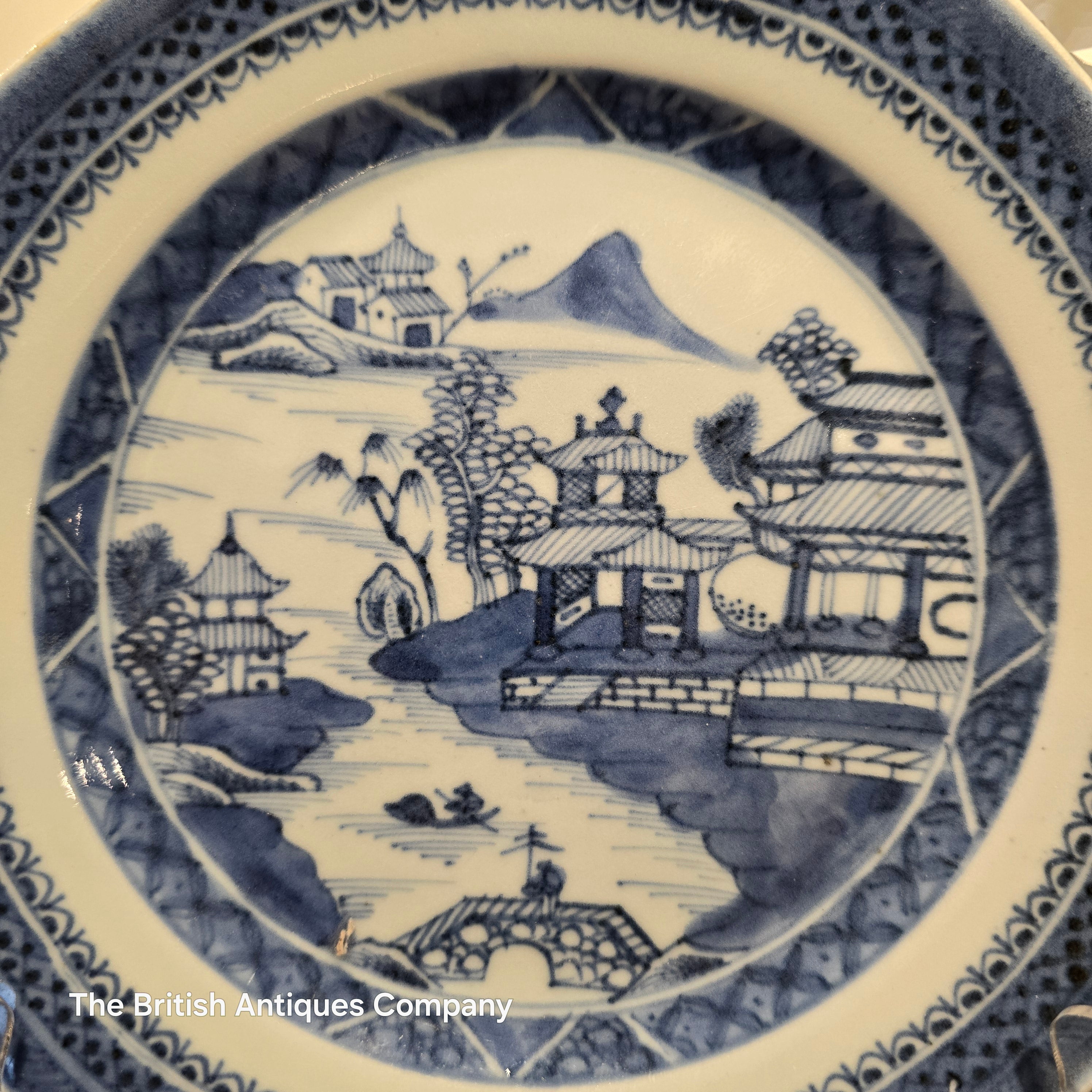 19th century Antique Blue & White Willow Pattern Plate