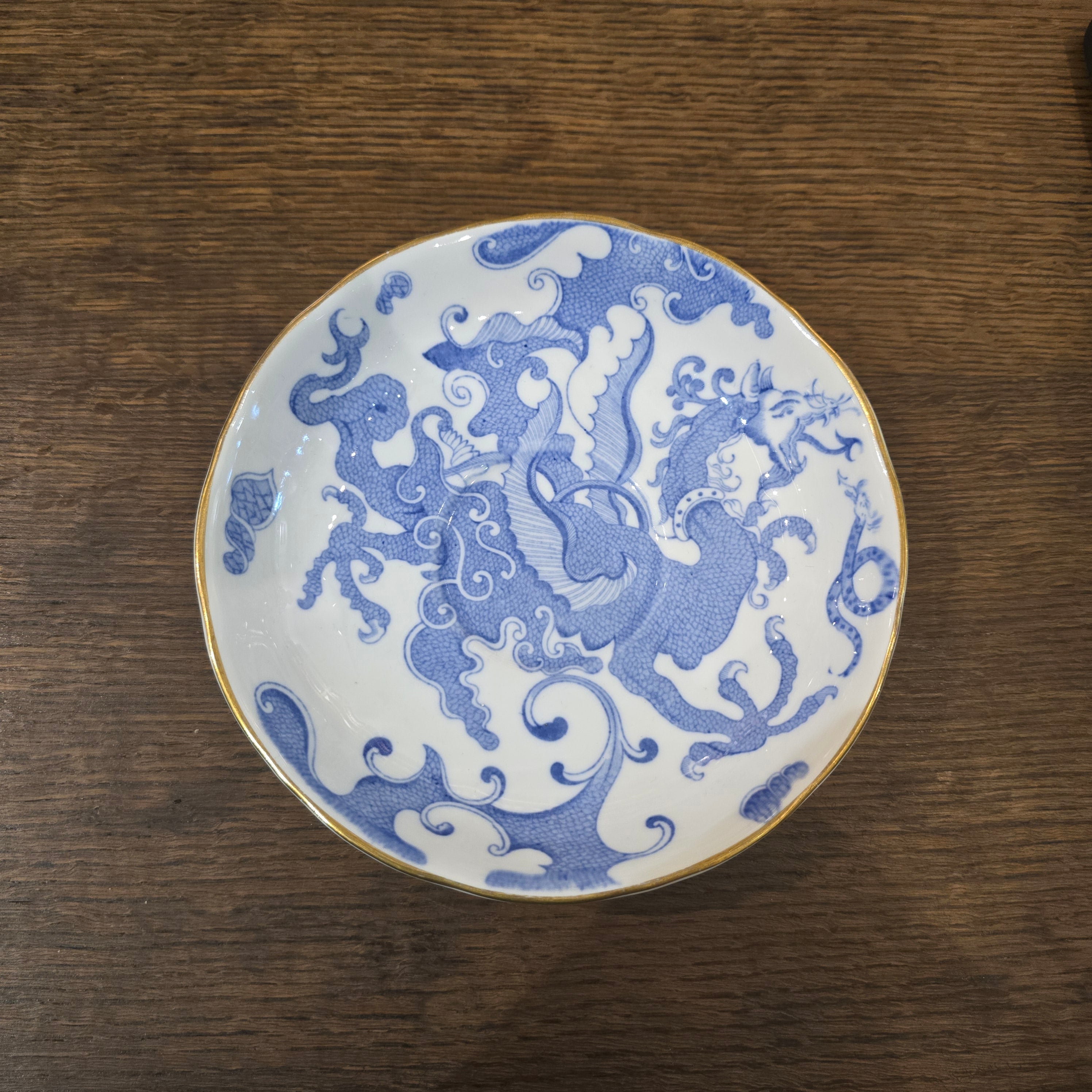 Royal Worcester blue dragon saucer