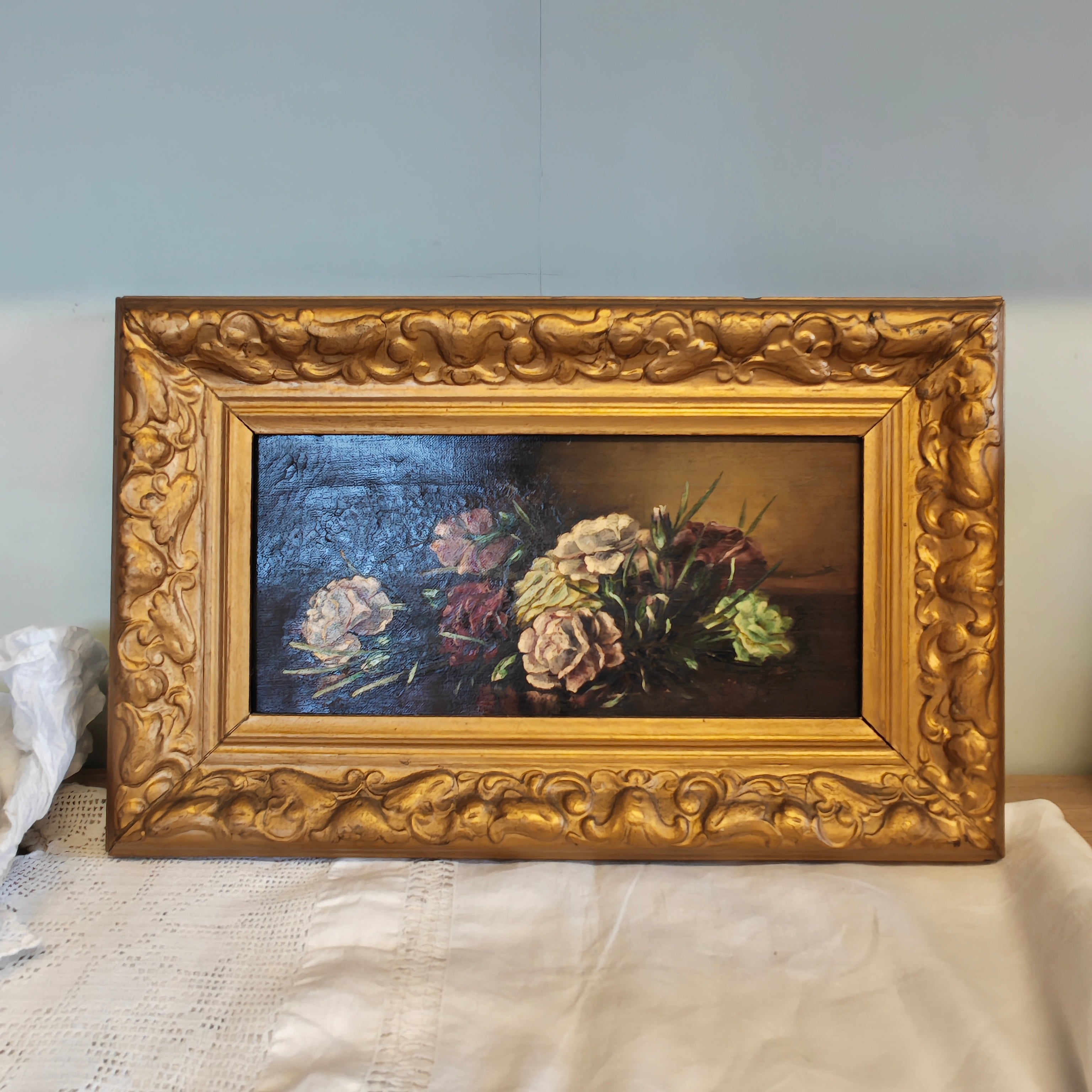 Antique original oil painting by British artist TH walker