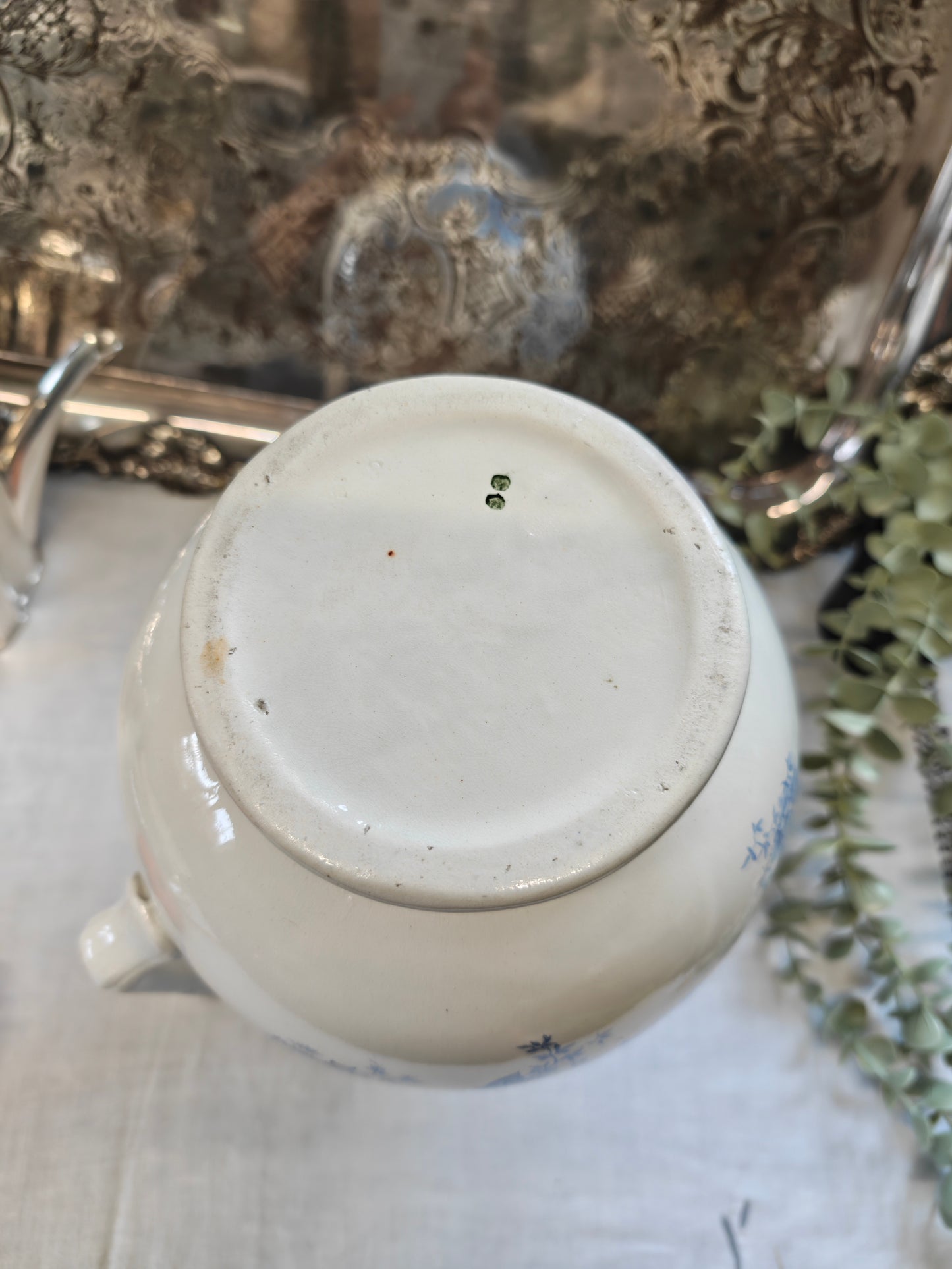 19th french Antique jug with blue transferware