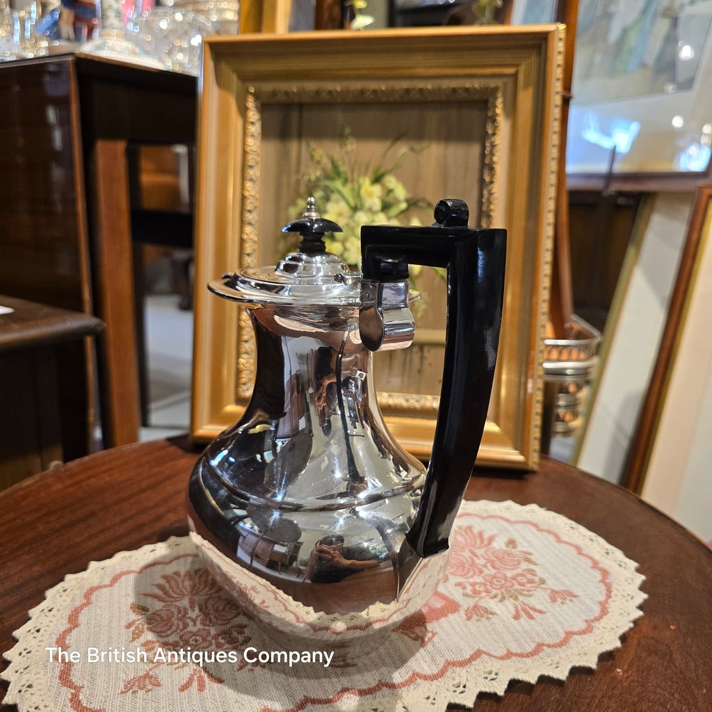 Vintage Silver-Plated Coffee Pot / Hot Water Jug with Black Handle