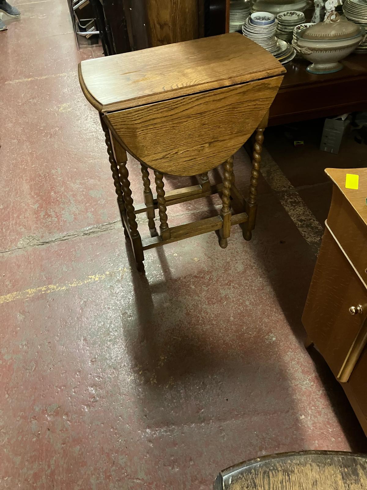 Antique Oak Gateleg Table on Barley Twist Legs