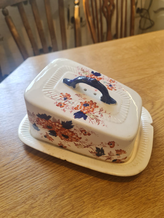 Antique Cheese cover dish - tray hv defect chipped