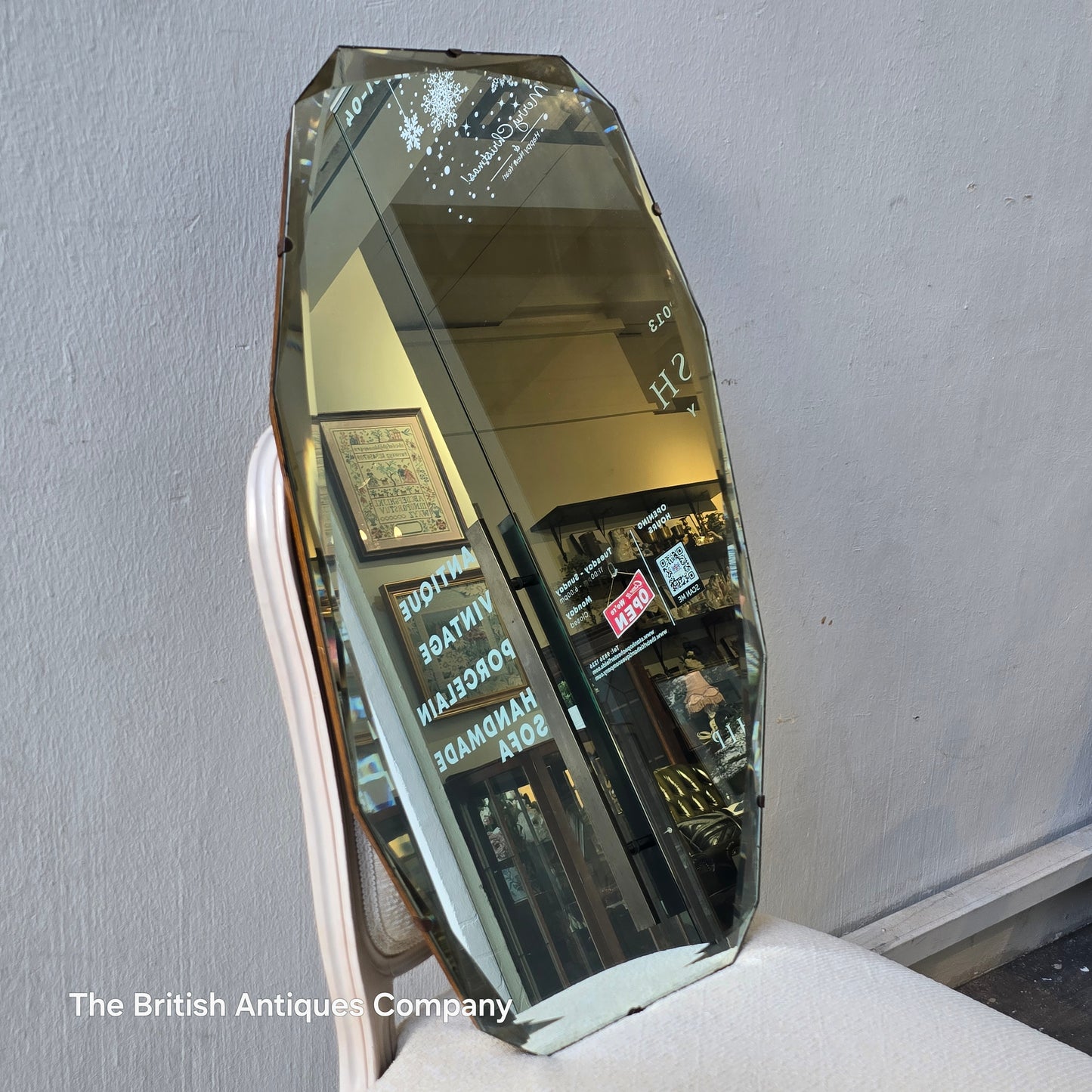 Striking Art Deco / Mid-Century Frameless Bevelled Mirror