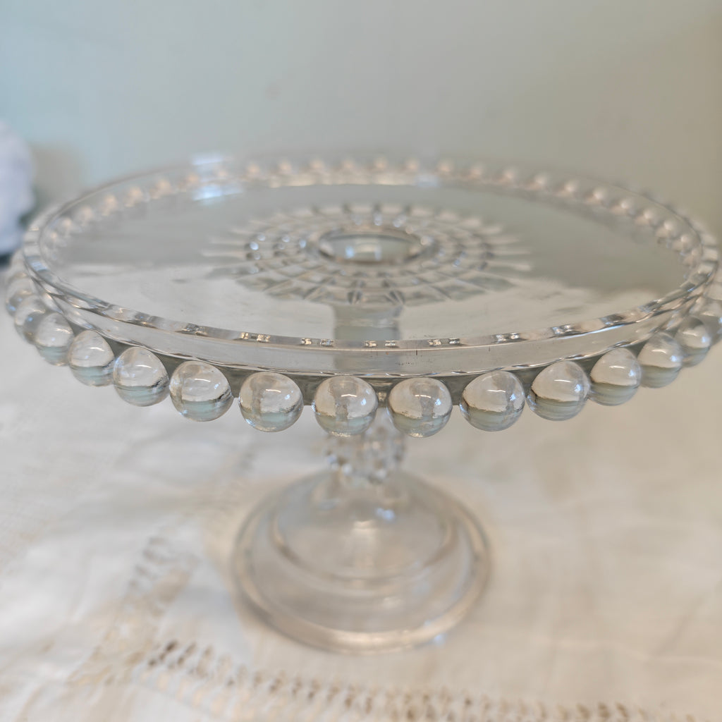 Vintage pressed glass cake stand 001