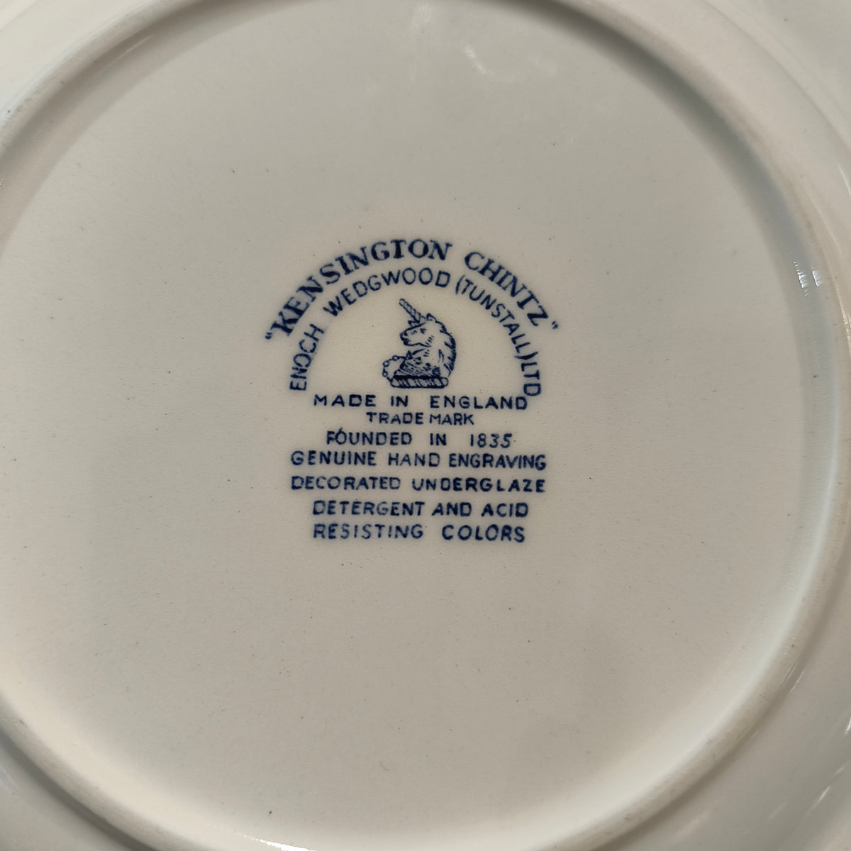 Vintage Enoch Wedgwood "Kensington Chintz" Blue and White Floral Plate