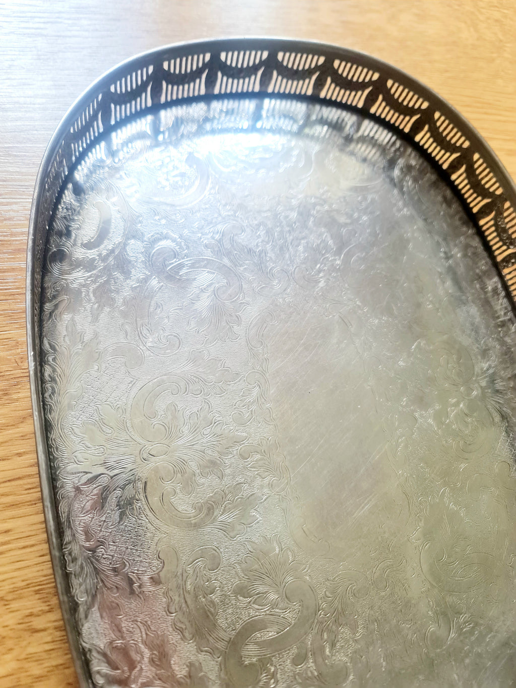 Silver plated Sheffield serving tray with french gallery