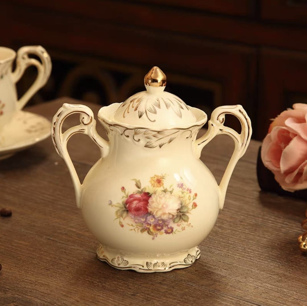 High Quality Floral Sugar Bowl with Lid