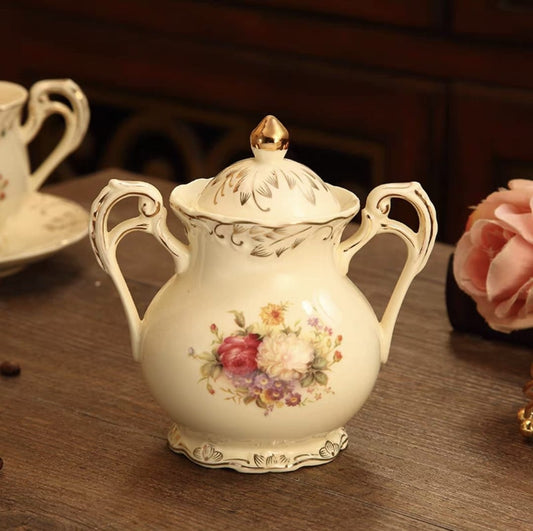 High Quality Floral Sugar Bowl with Lid