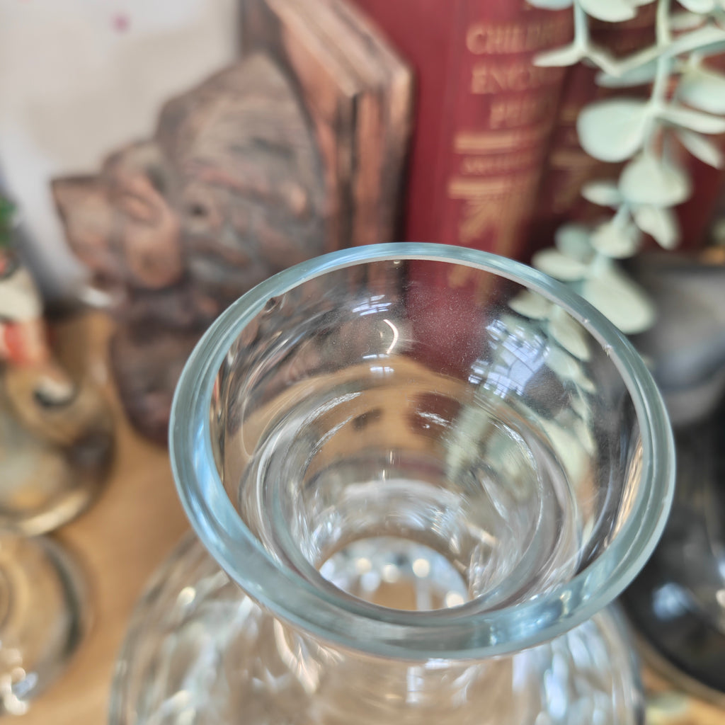 Vintage mouth blown High quality crystal  decanter- h28 x w 14 cm  minor nip inside on rim