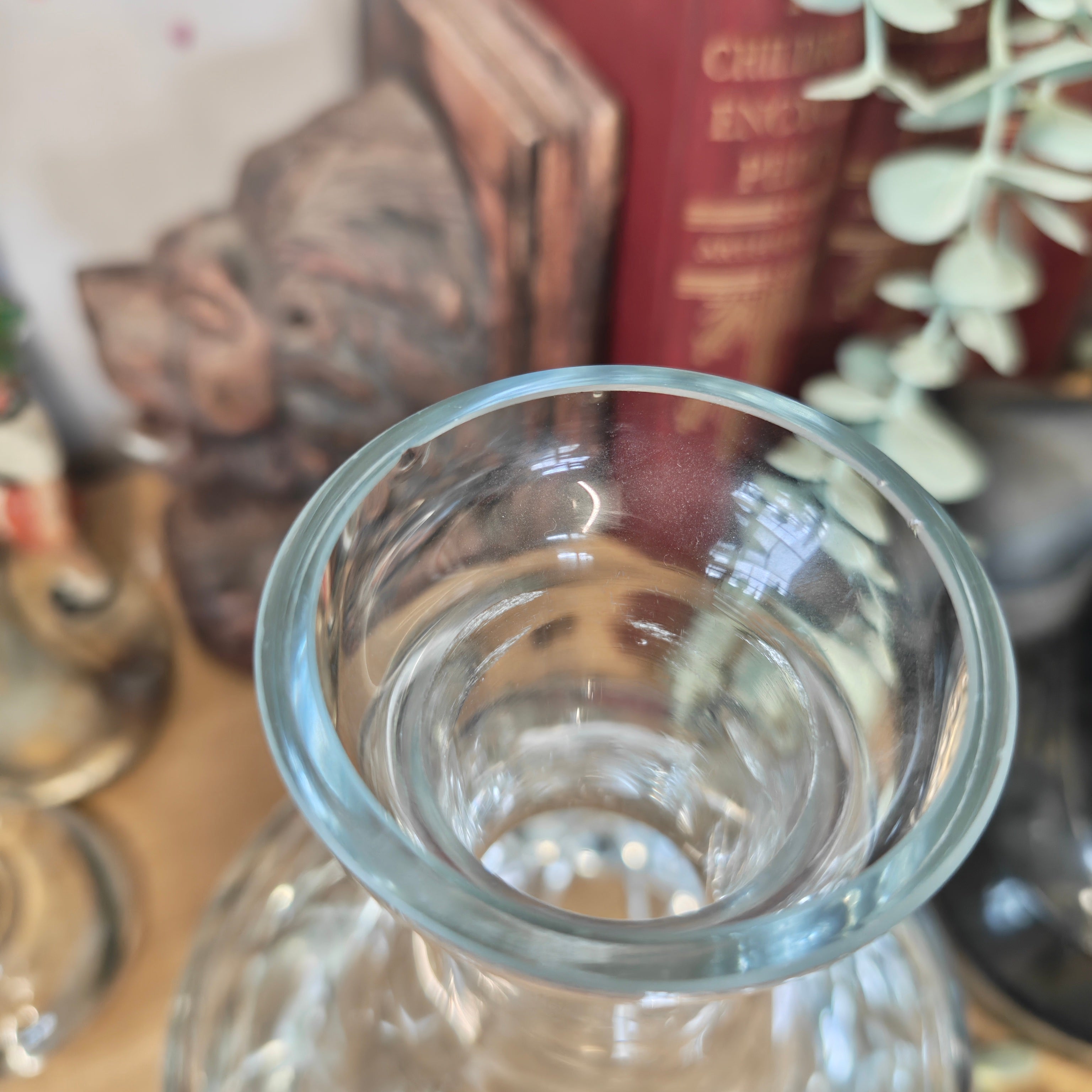 Vintage mouth blown High quality crystal  decanter- h28 x w 14 cm  minor nip inside on rim