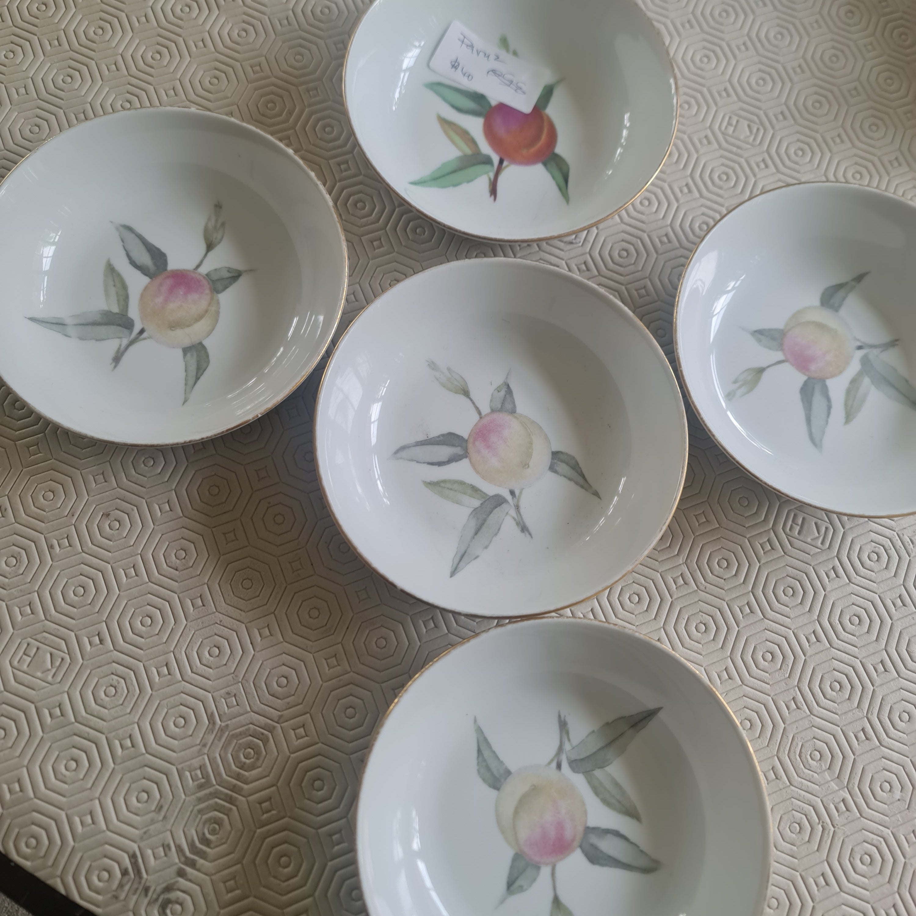 Set of 5 Royal Worcester soup bowl vintage condition
