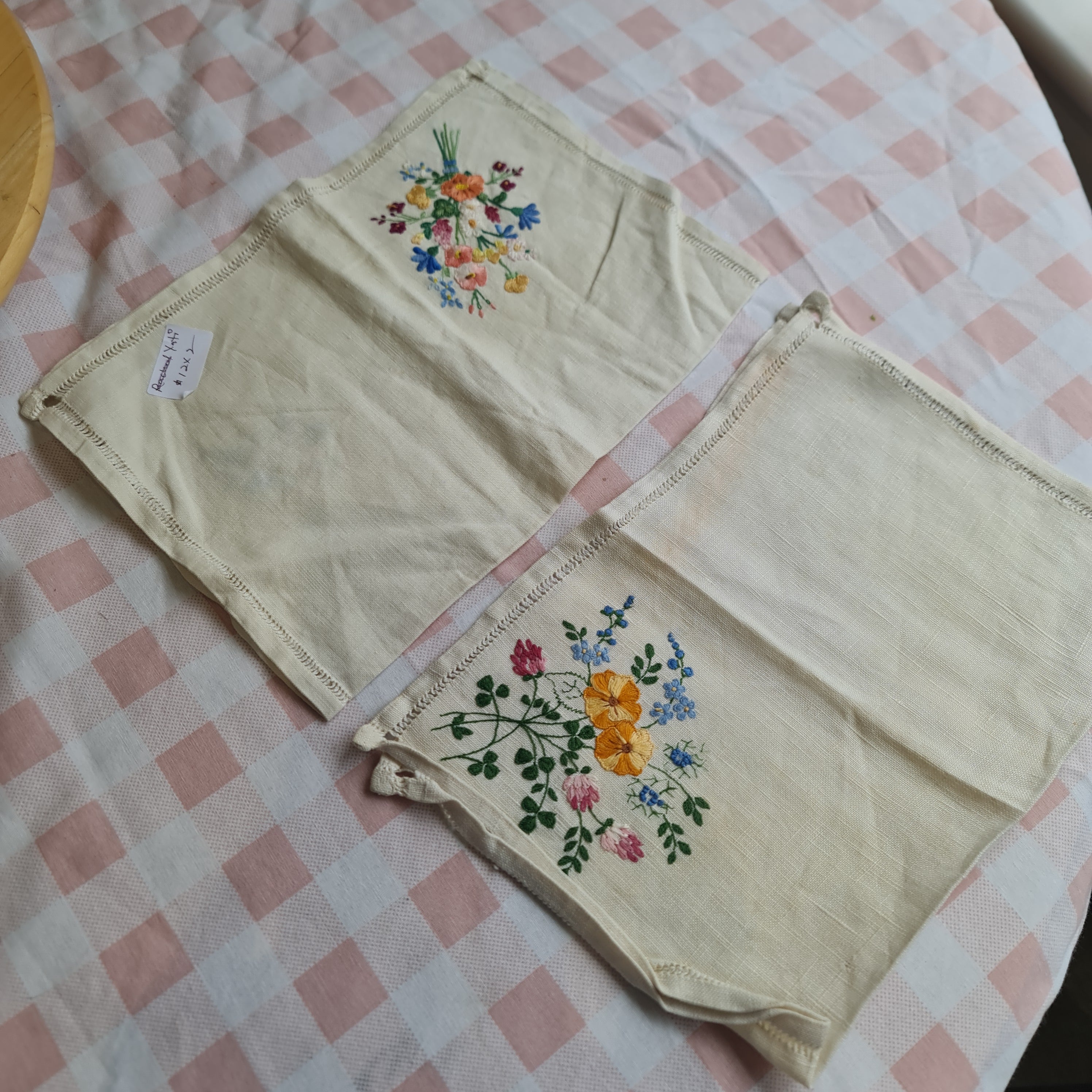 Lovely 2 x hand embroidery table mat
