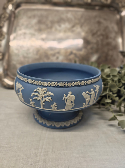 Wedgwood Jasperware pedestal bowl - sky blue