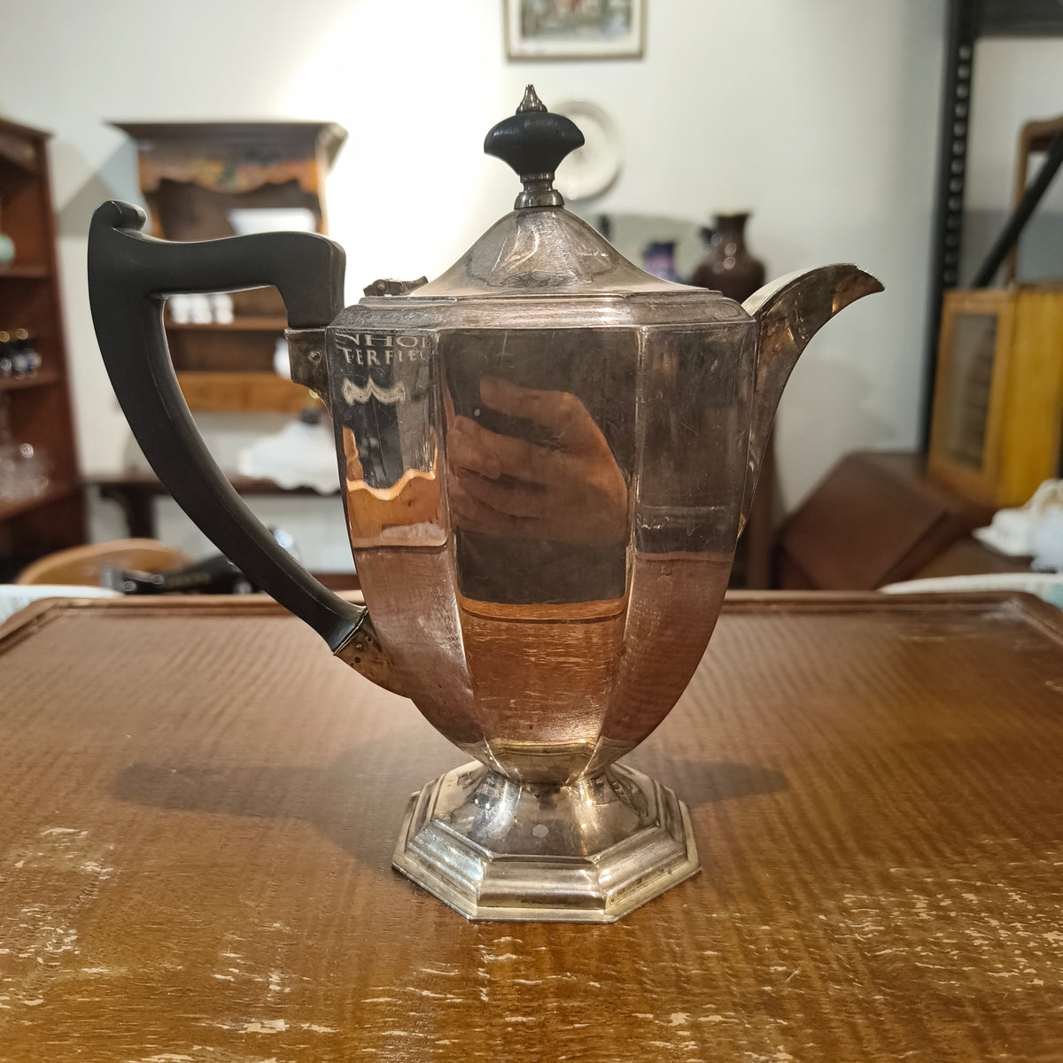 Vintage English EPNS Silver-Plated Coffee Pot | Octagonal