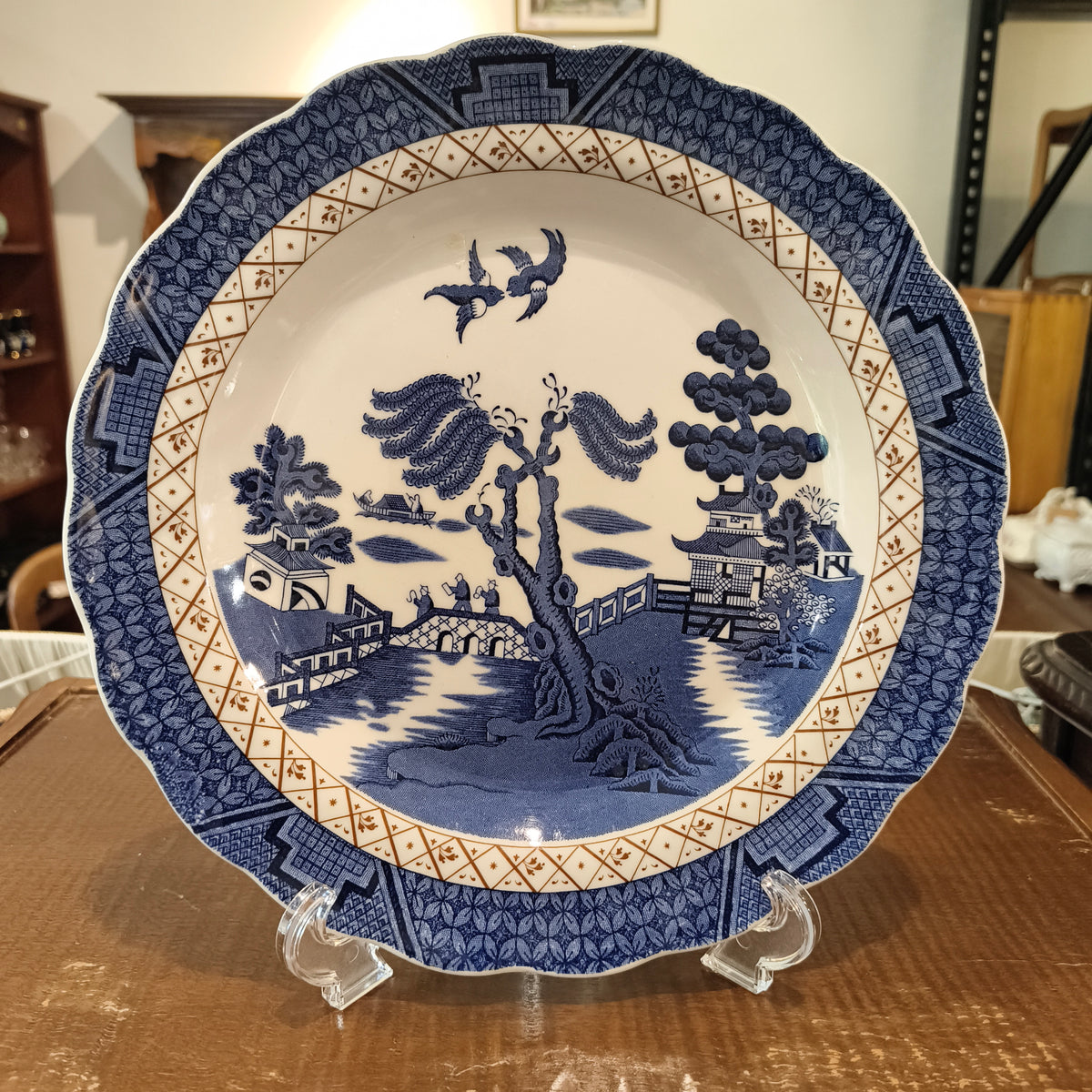 Vintage Royal Doulton Booths 'Real Old Willow' Scalloped Dinner Plate - The Majestic Collection TC 1124 (1981)