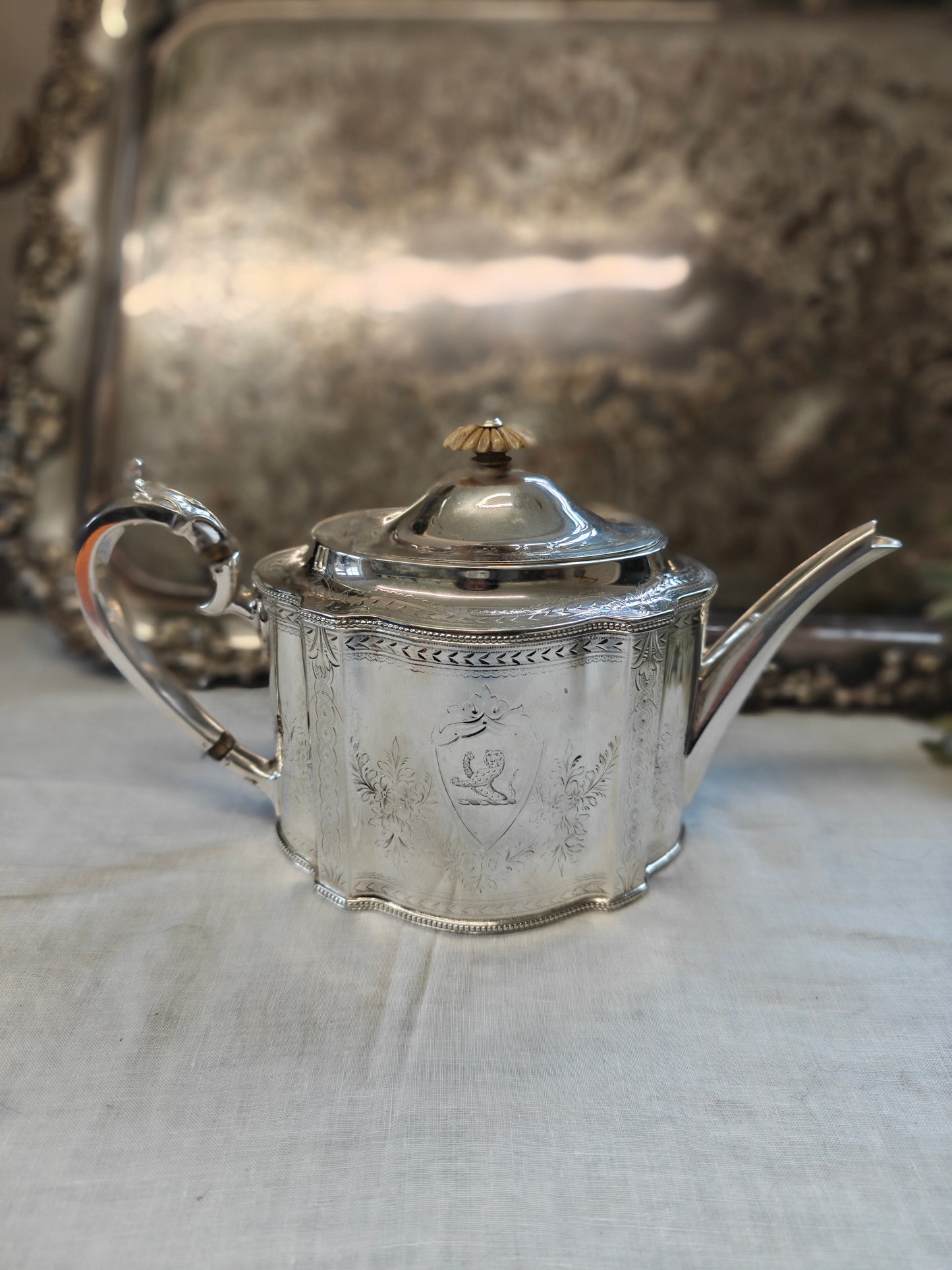 Exquisite Sterling Silver 1867 tea pot Martin Hall & Co London
