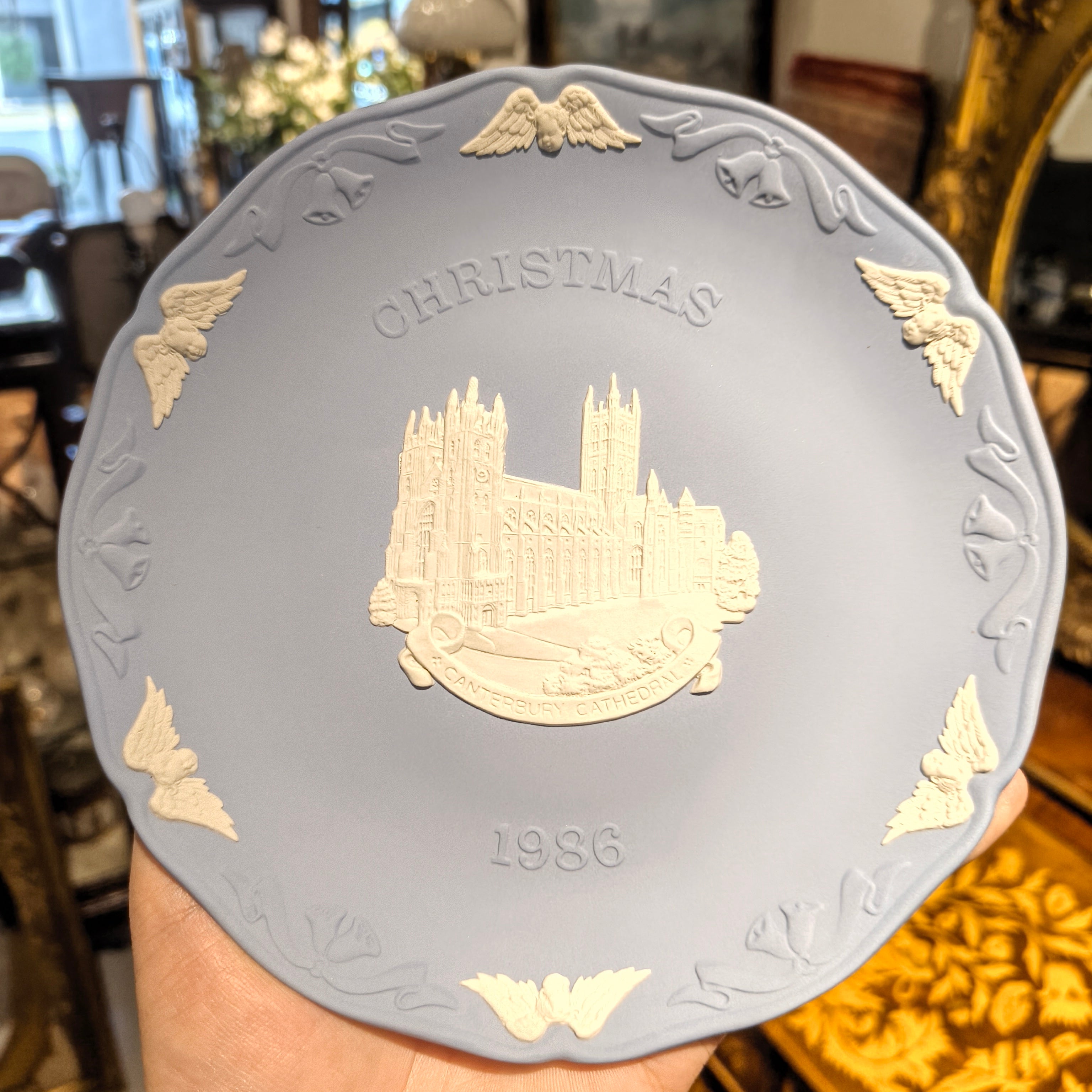 Wedgwood Jasperware Pale Blue Decorative Plate - Christmas Memorial Plate - 1970s to 1980s - Collector Decorative Plates - Made in UK