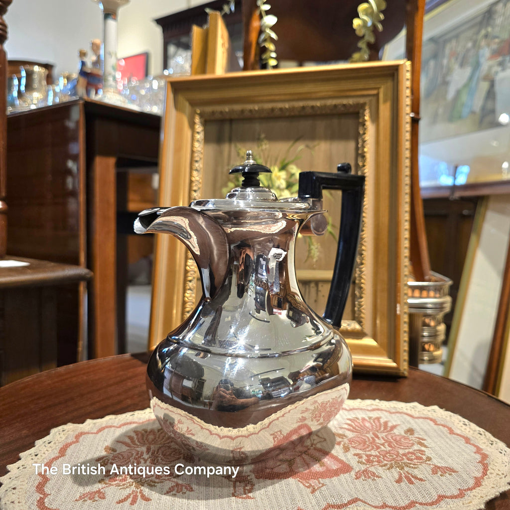 Vintage Silver-Plated Coffee Pot / Hot Water Jug with Black Handle