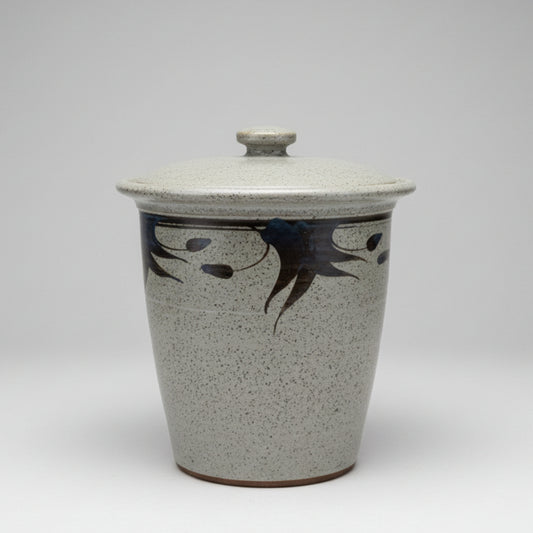 [New Arrival] Mid Century Modern Studio Pottery Jar - Handpainted Botanical Motifs
