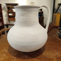 Mid-Century Modern Matte White Pitcher Vase with Handle