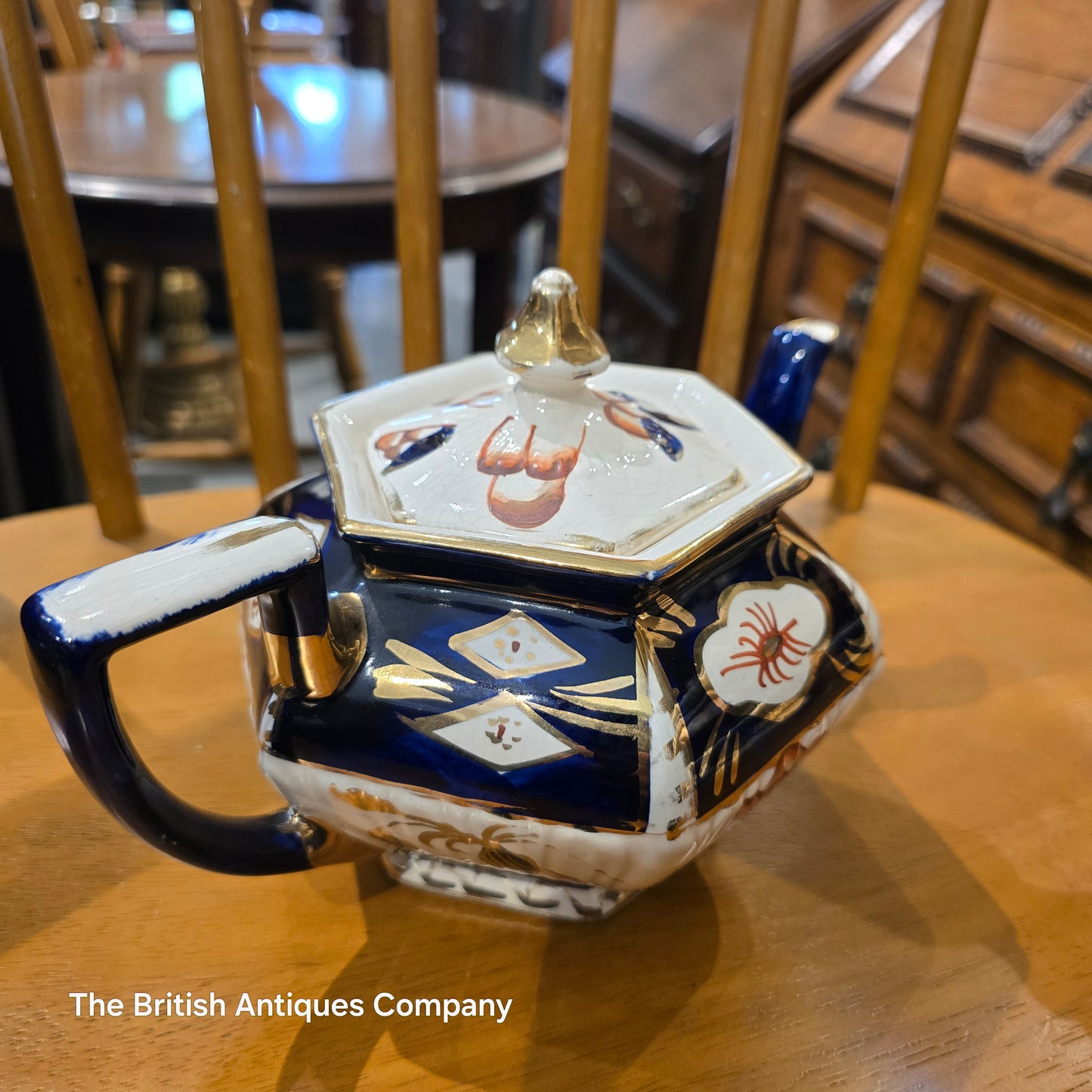 Antique British Staffordshire "Gaudy Welsh" Pattern Hand-Painted Teapot by Allerton & Sons (c. 1830-1850)