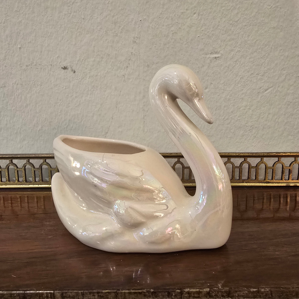 Vintage Lustreware Swan Trinket Bowl