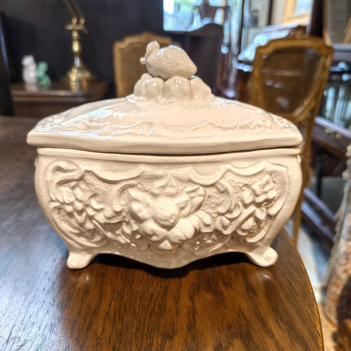 Rococo Revival Bonbonnière with Figural Fruit Handle