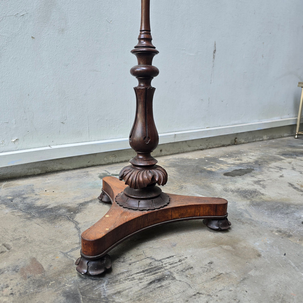 Antique Victorian Handcarved Rosewood Firescreen with Handmade Tapestry