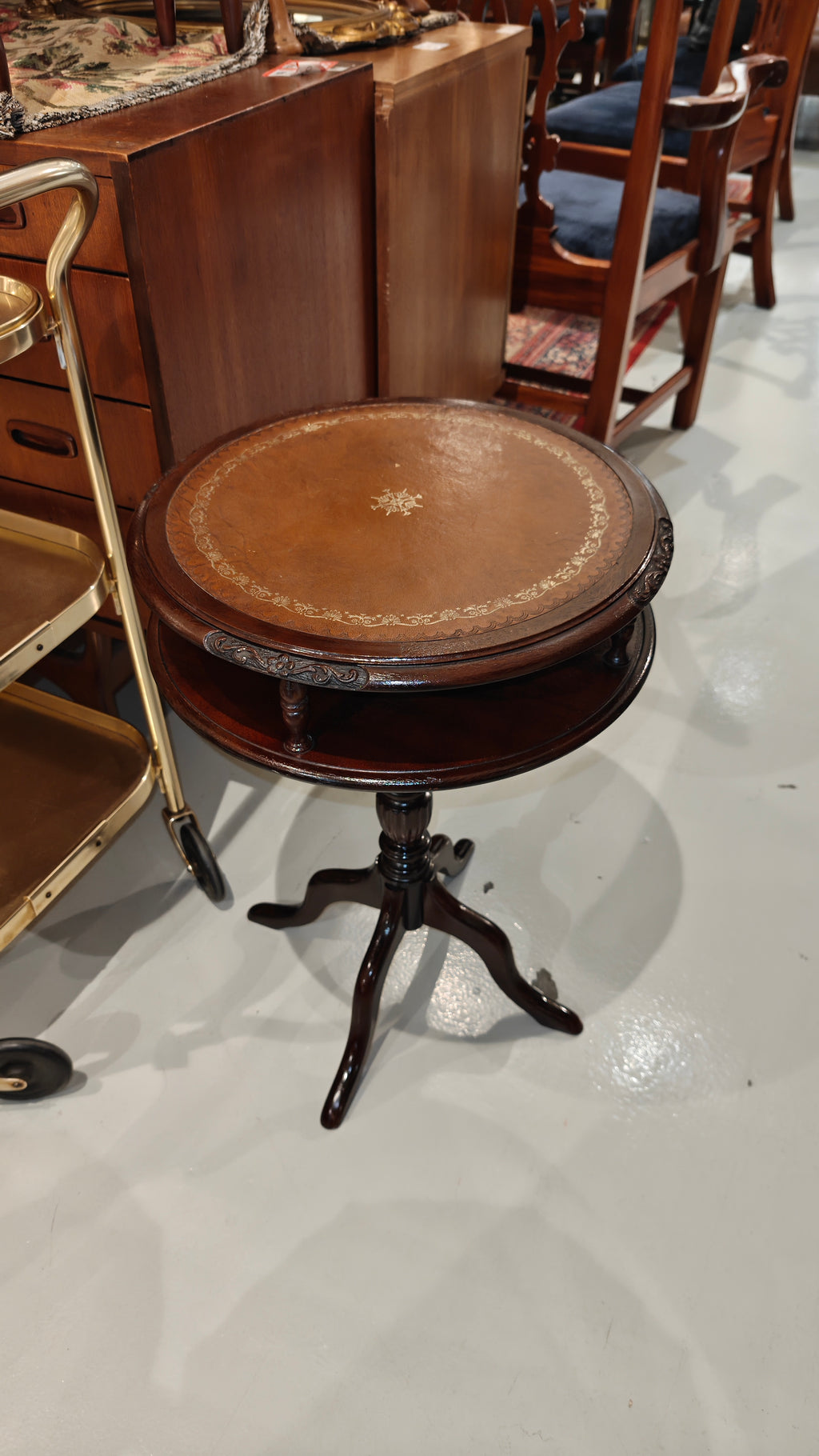 vintage Side table leather top