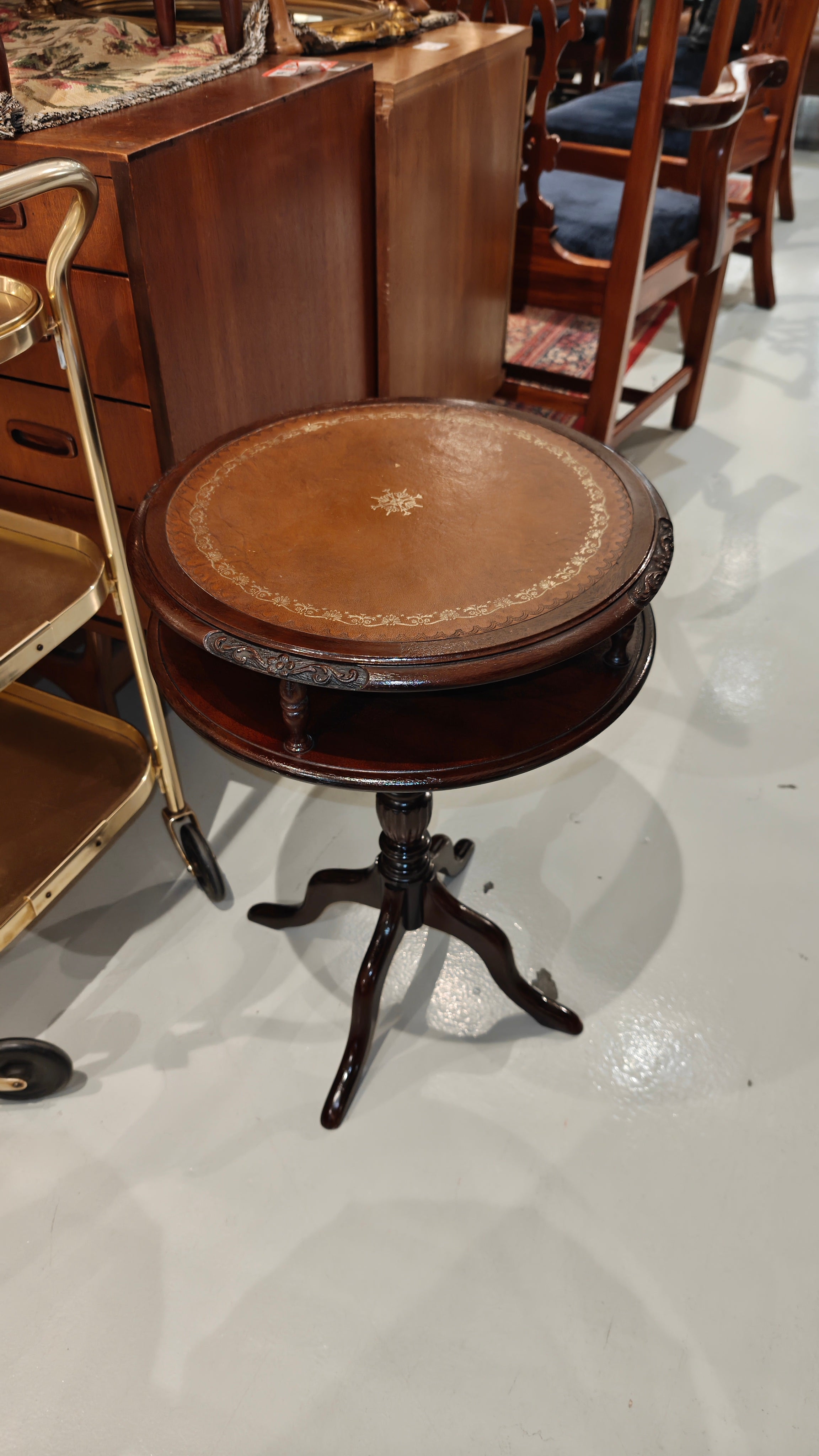 vintage Side table leather top