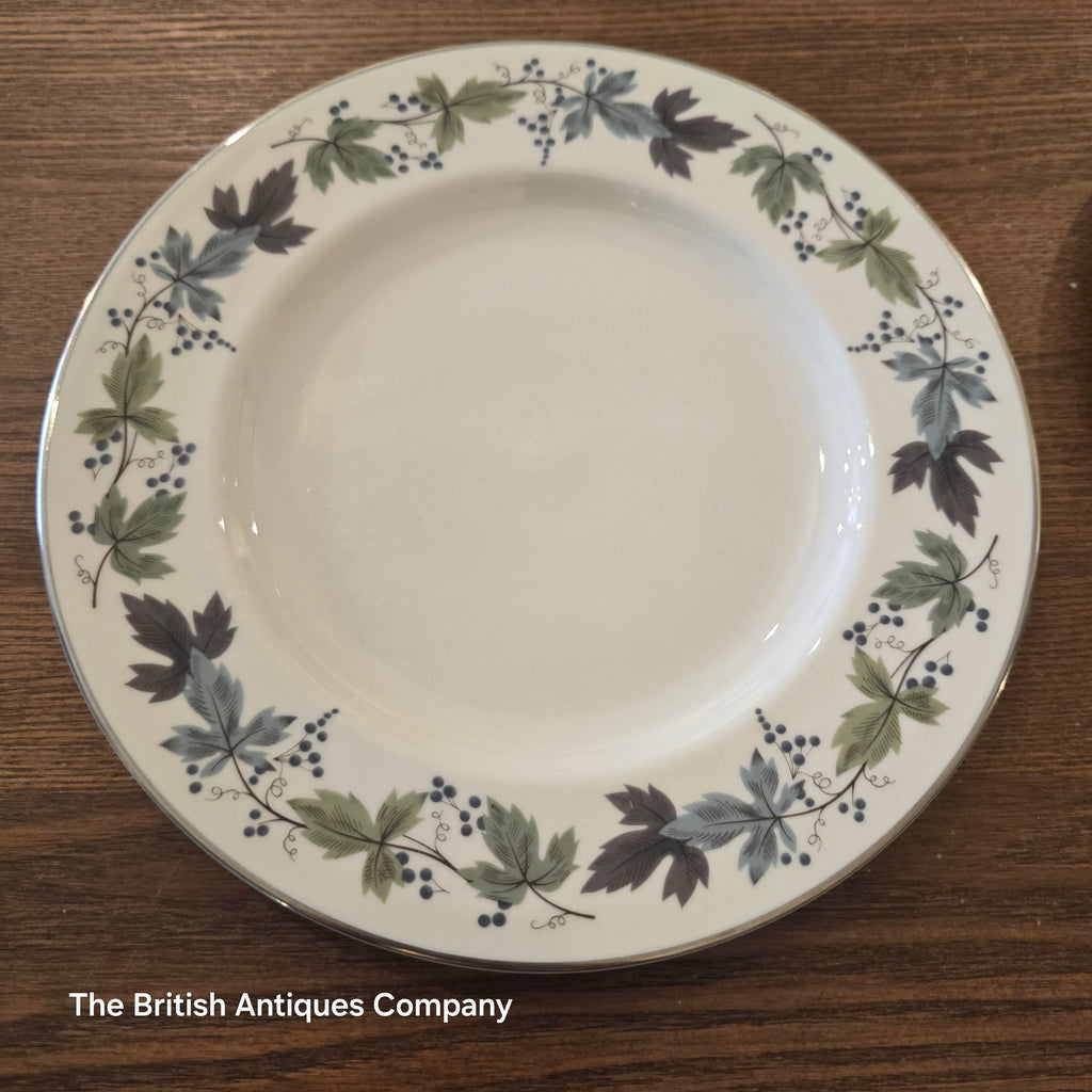 Royal Doulton English Translucent China Burgundy Cake plate and Breakfast Plate
