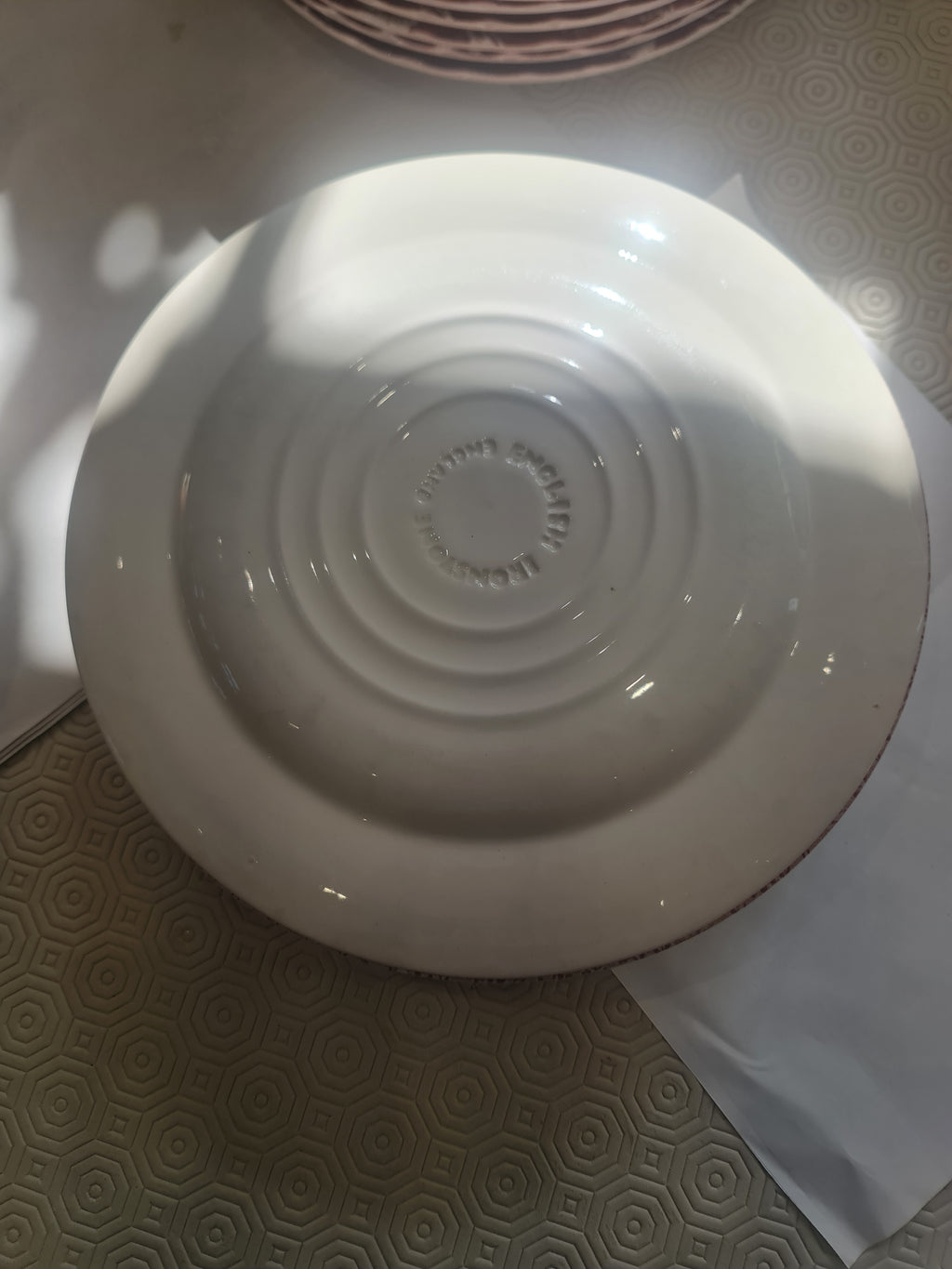 English Ironstone cranberry dinner plate