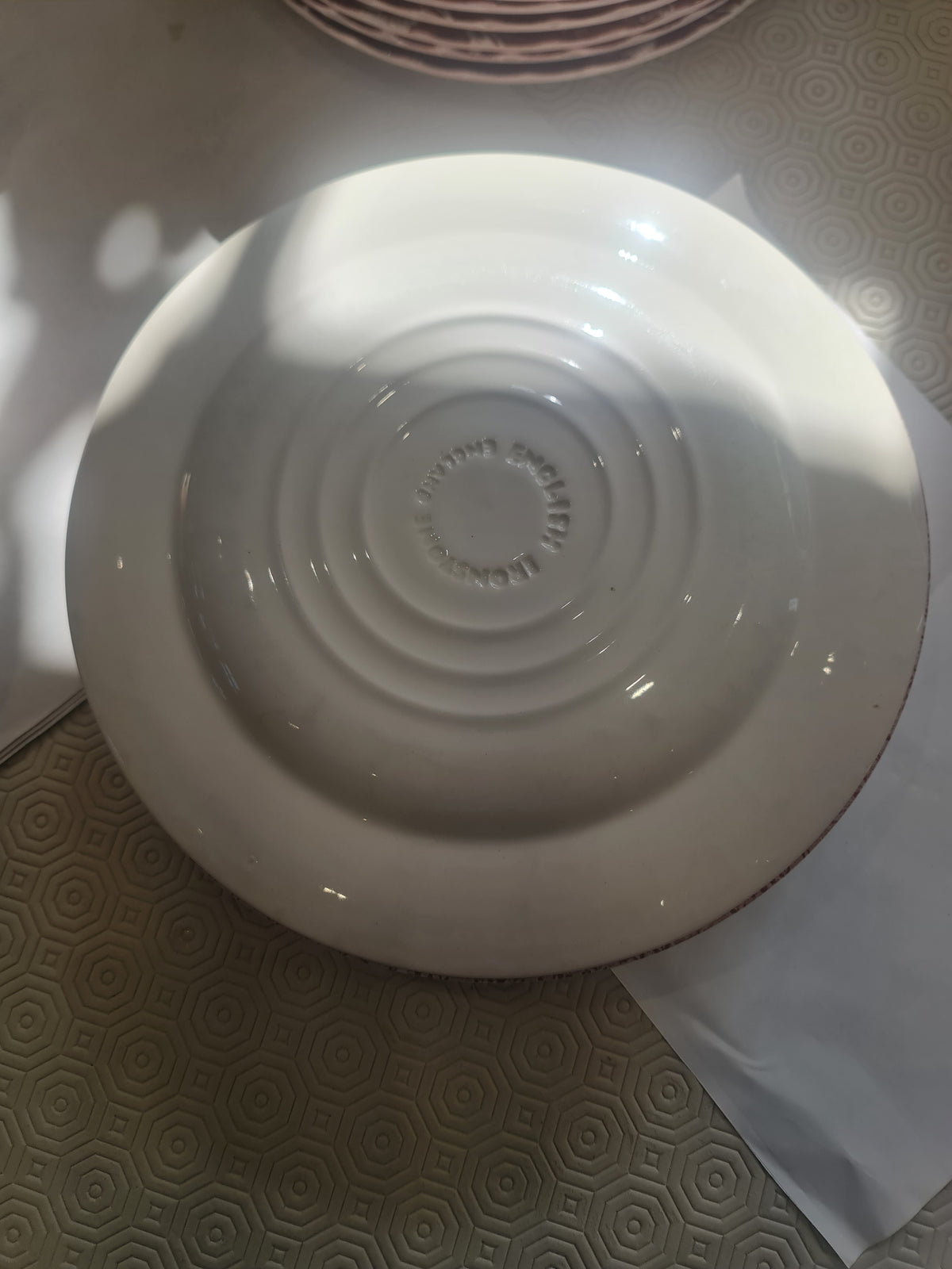 English Ironstone cranberry dinner plate