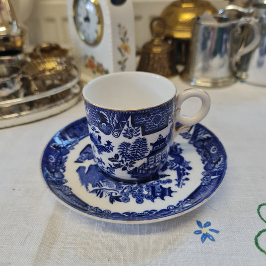 19th century Royal Worcester blue willow coffee set