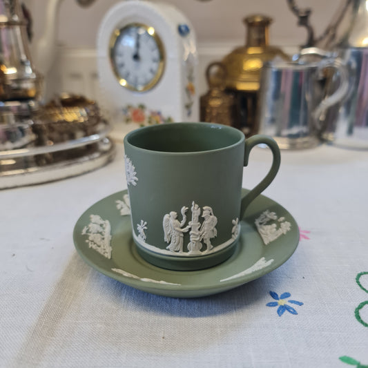 Wedgwood Jasperware sage green coffee set
