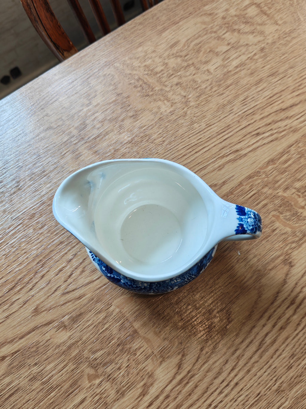 Wood and son blue and white gravy jug