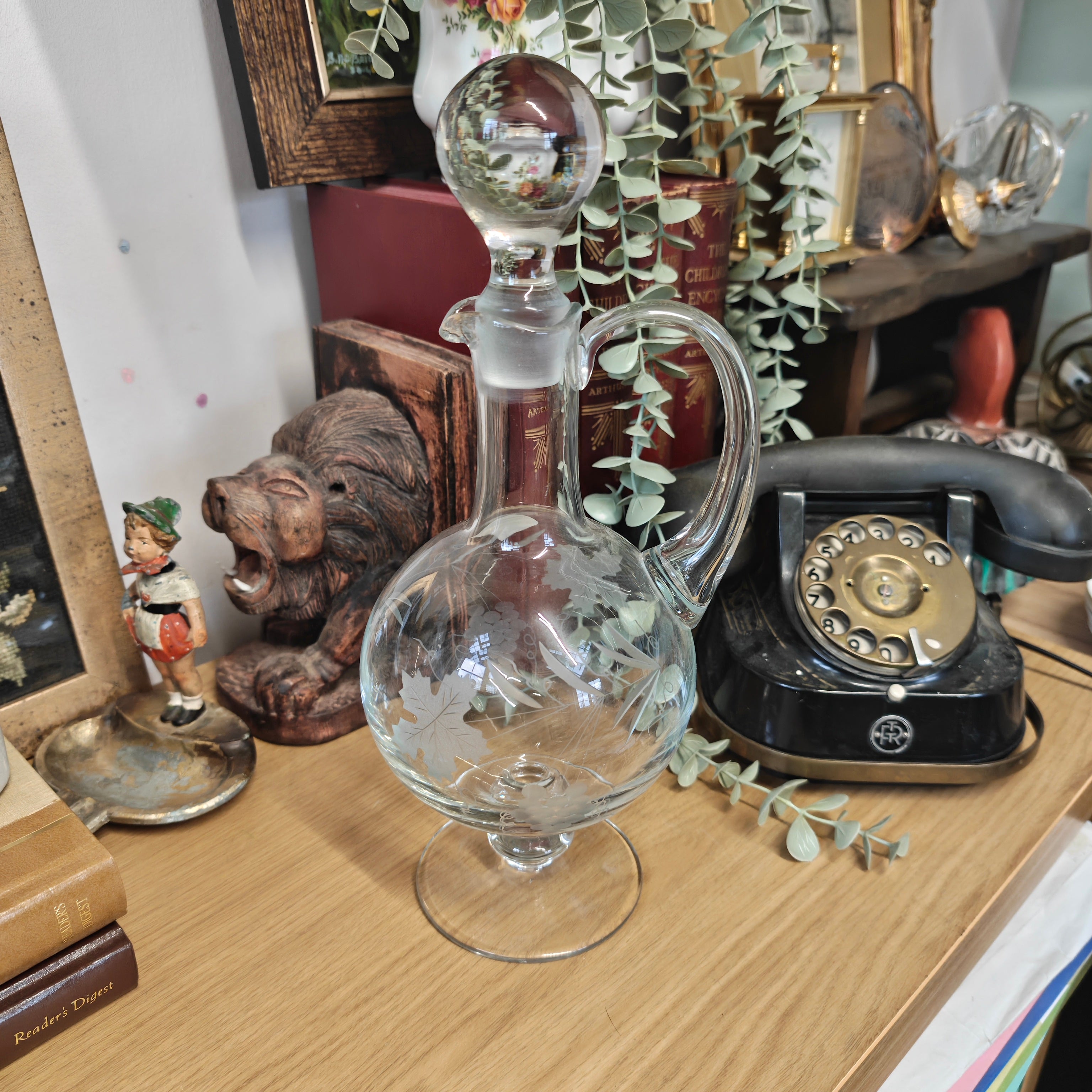 Vintage Etched Glass or Crystal Decanter - Mid-20th Century