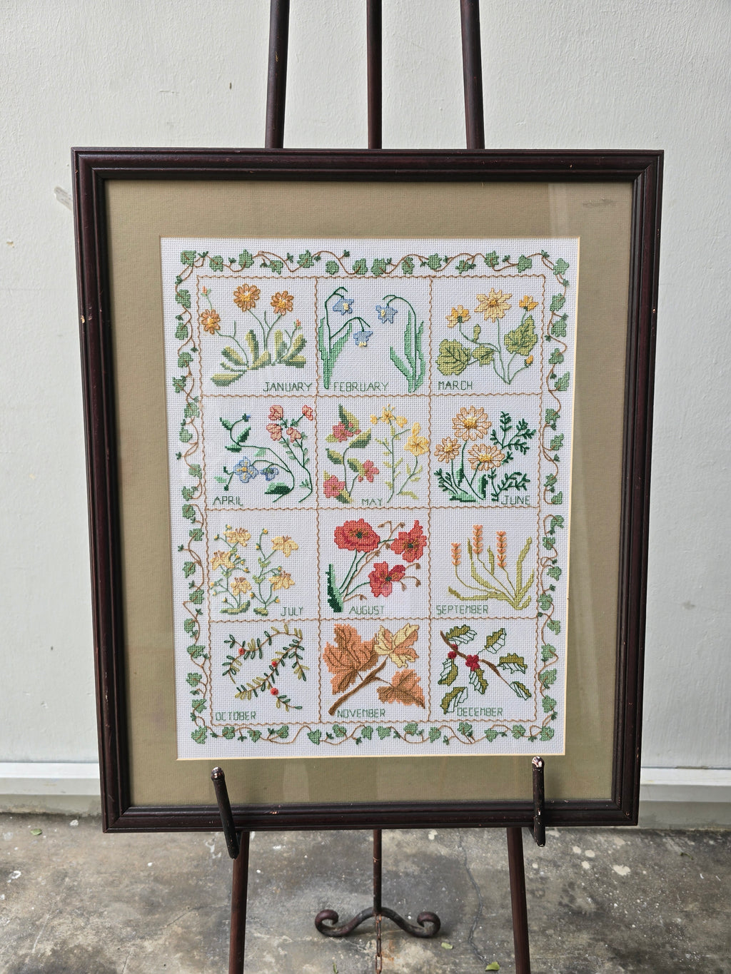 Counted Cross Stitch Large Embroidery KIT "Flowers of the Month" DMC threads