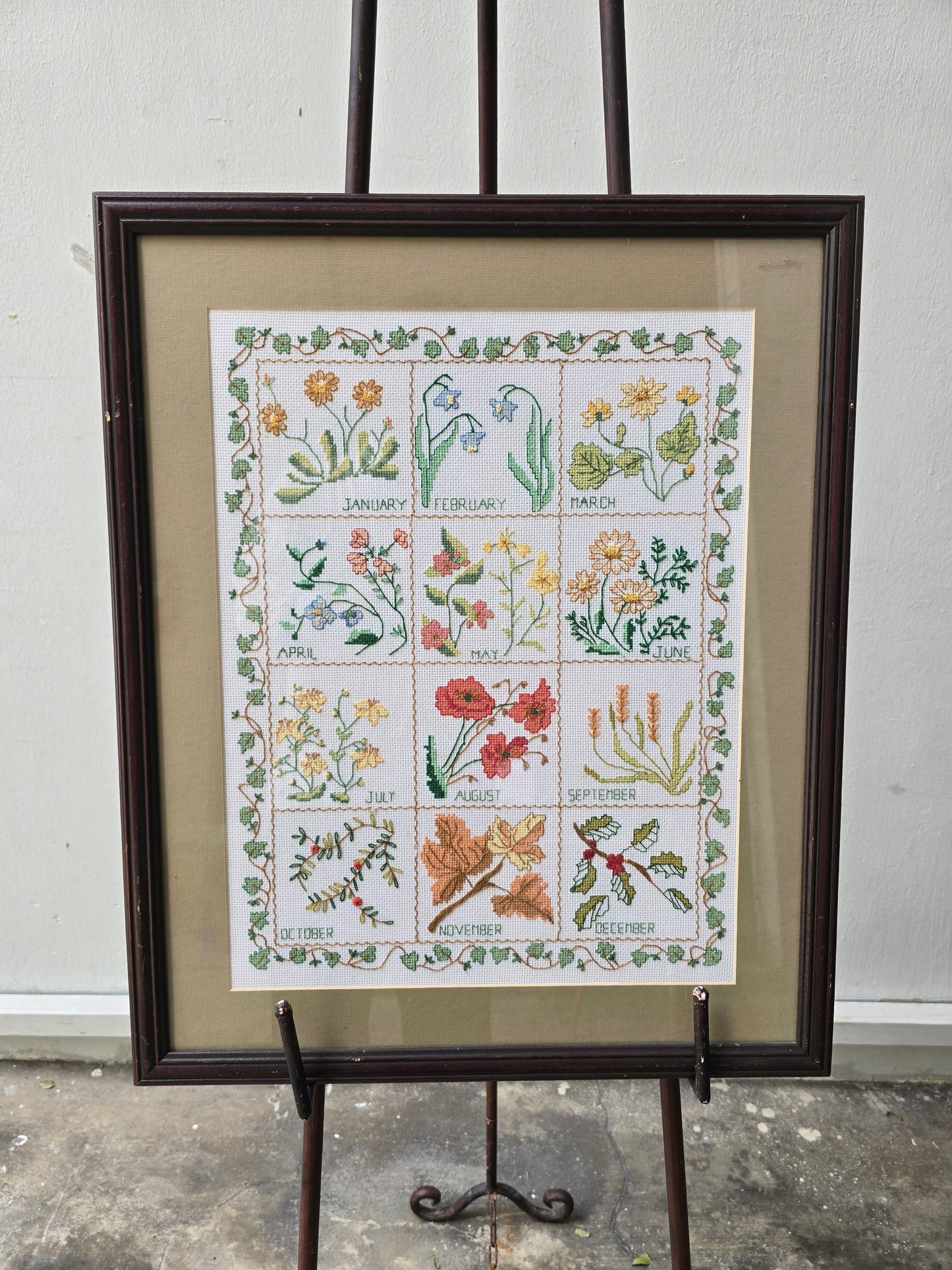 Counted Cross Stitch Large Embroidery KIT "Flowers of the Month" DMC threads
