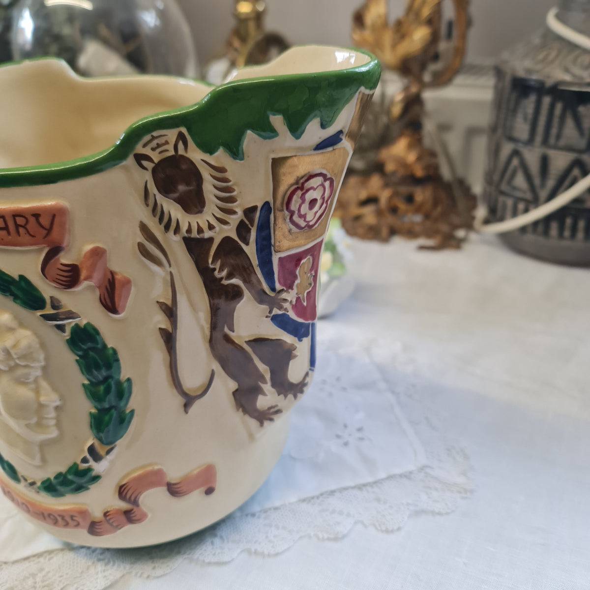 Rare Commemorative jug celebrating the Silver Jubilee of King George V and Queen Mary in 1935
