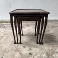 Circa 1910 Edwardian Queen Anne Revival Flame Mahogany Nesting Tables