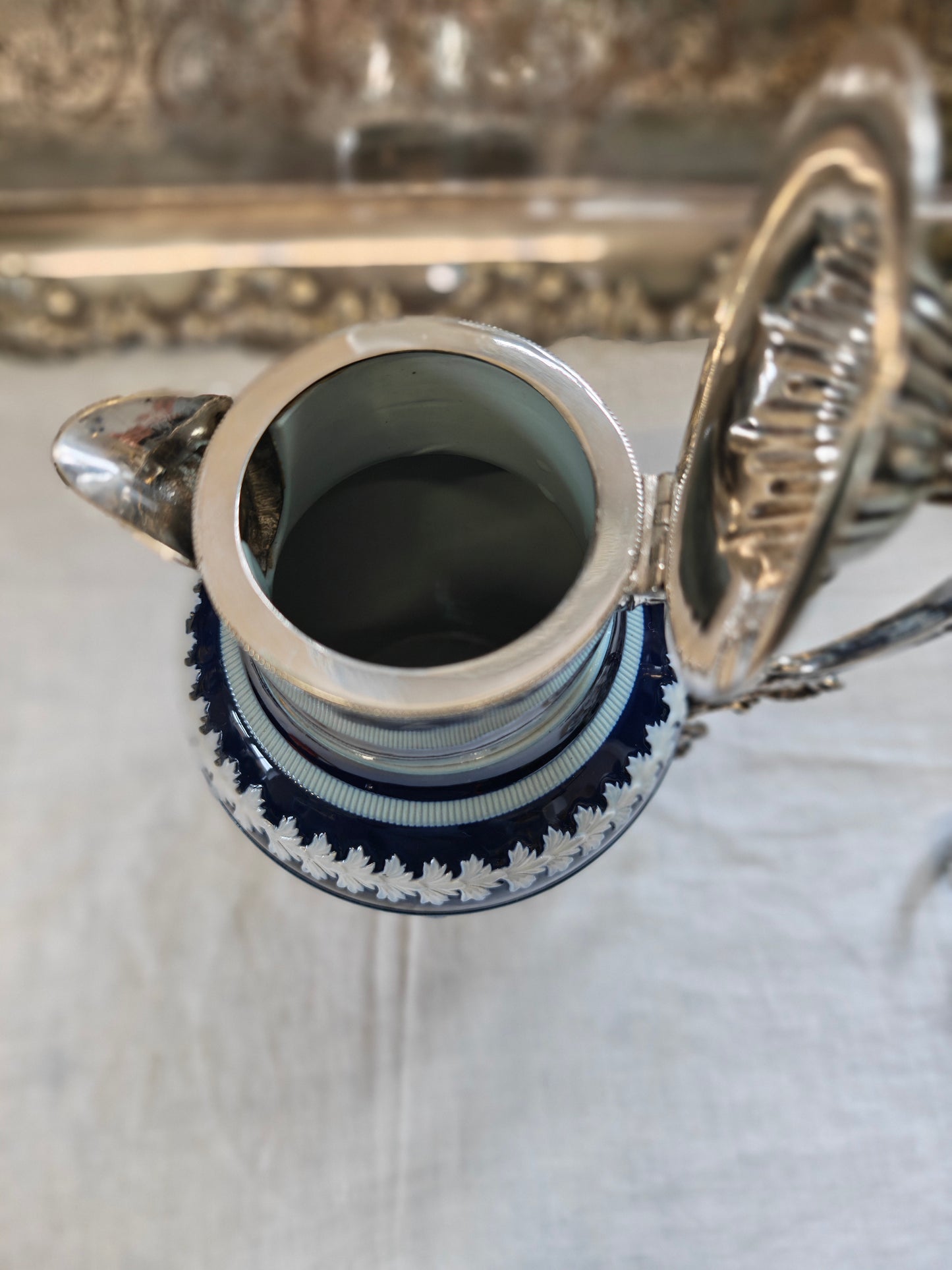 19th century Copeland pitcher with silver plated spout