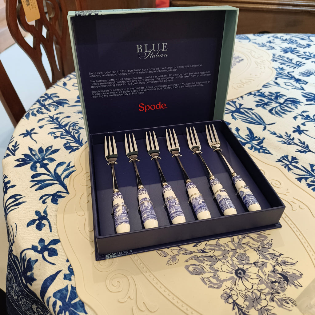 Spode Blue Italian Set of 6 Pastry Forks
