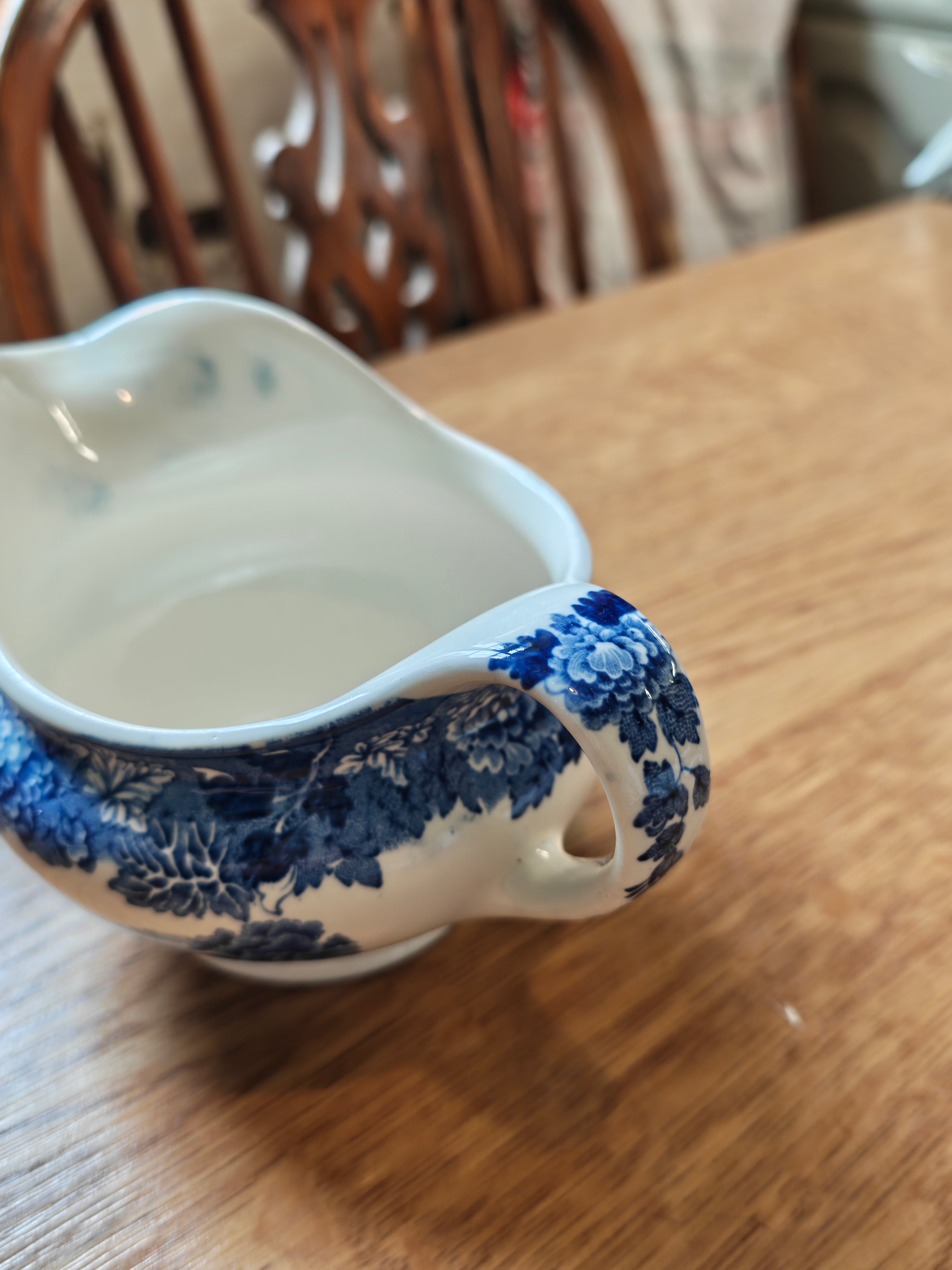 Wood and son blue and white gravy jug