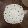 Vintage Melba Bone China English Tabbed Cake Plate -Pink Rosebud Gold Trim Platter 23cm