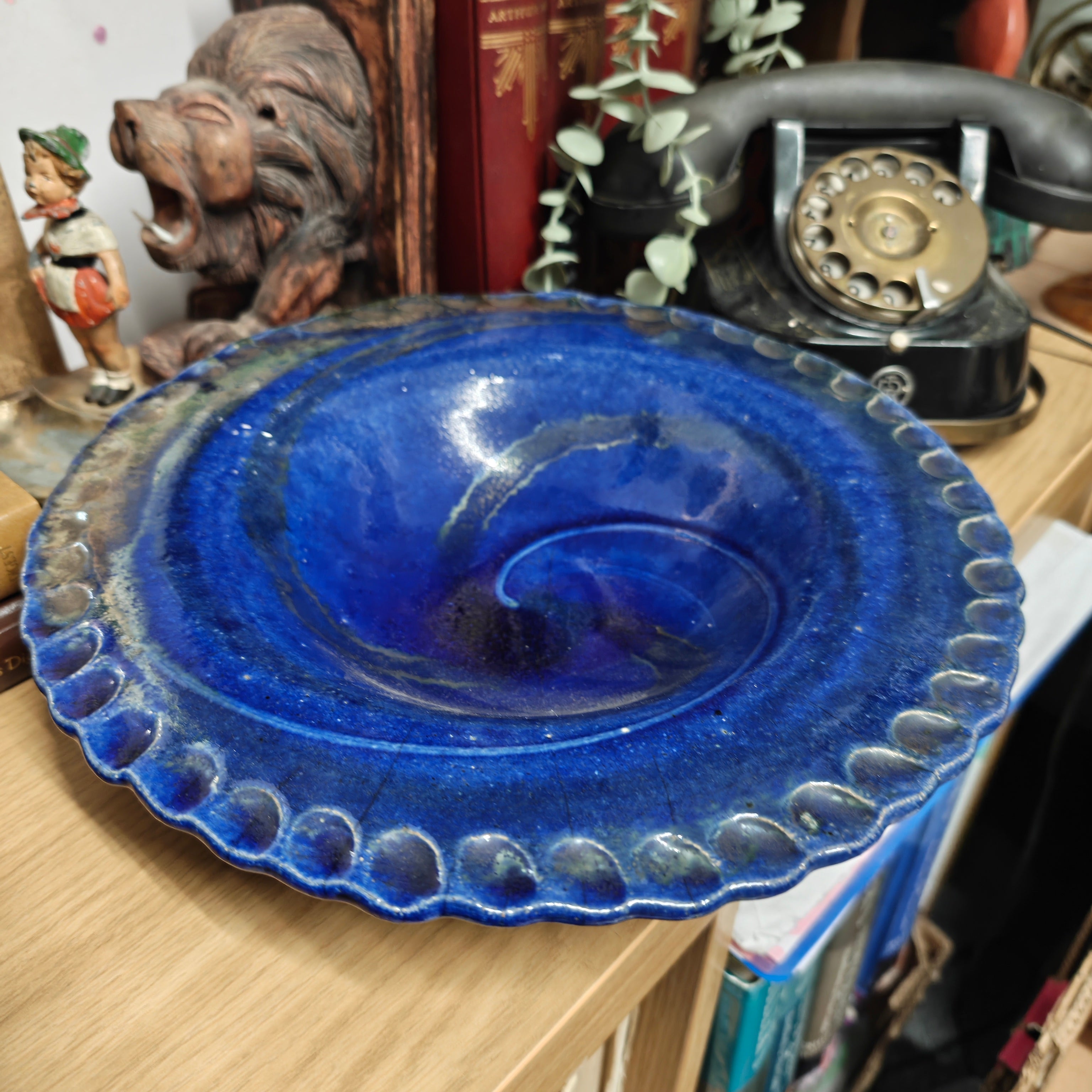 Amazing big studio pottery fruit bowl - signed