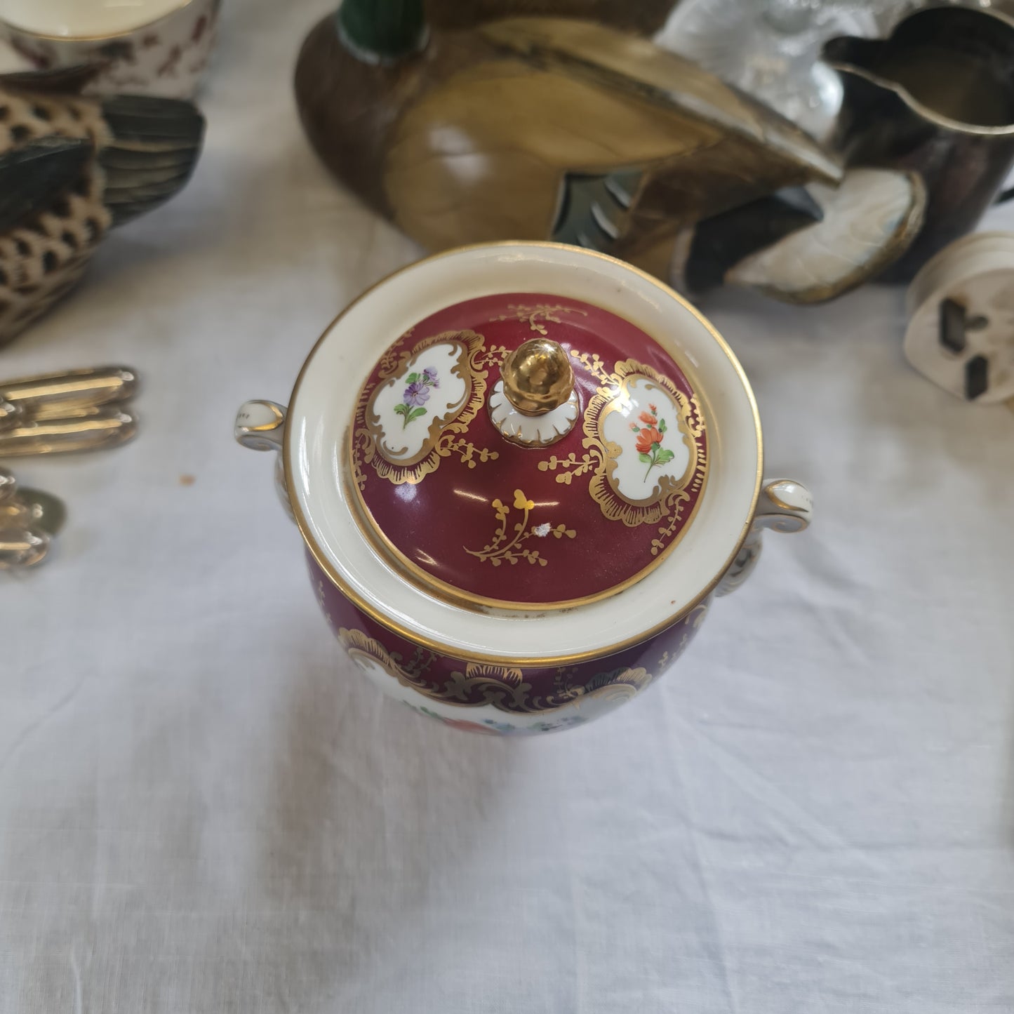 Rare Germany DRESDEN hand painted canister with lid